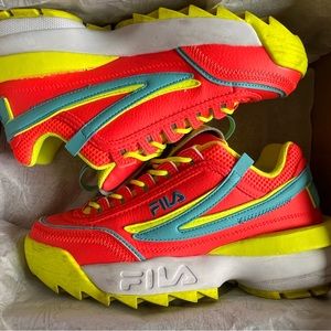 FILA Disruptor II Exp Mixed Media in Fiery Coral